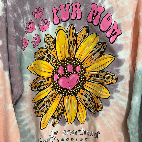Simply Southern Fur Mom Tie Dye Long Sleeve Tee Shirt - Large - Picture 2 of 6